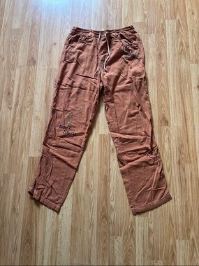 BDG Rust Brown Drawstring Joggers with Embroidered Accents